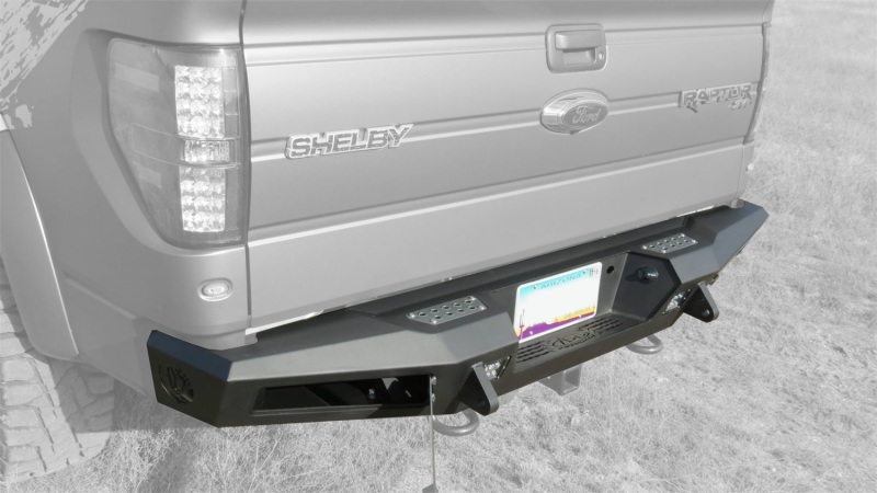 Ford F-150 Ecoboost Rear Bumper - Addictive Desert Designs - HoneyBadger with Integrated Storage Box and Backup Sensor Cutouts - Hammer Black with Satin Black panels - `11-`14